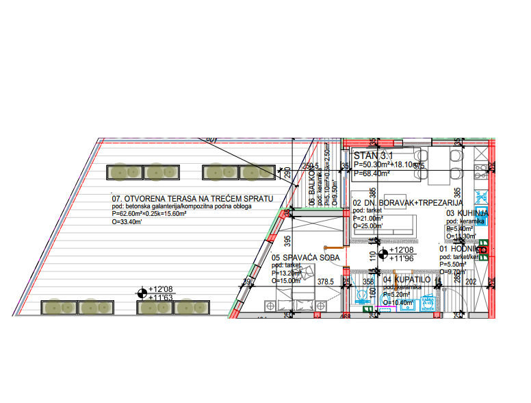 Tlocrt Family I - dvosoban stan, 68,40 m2