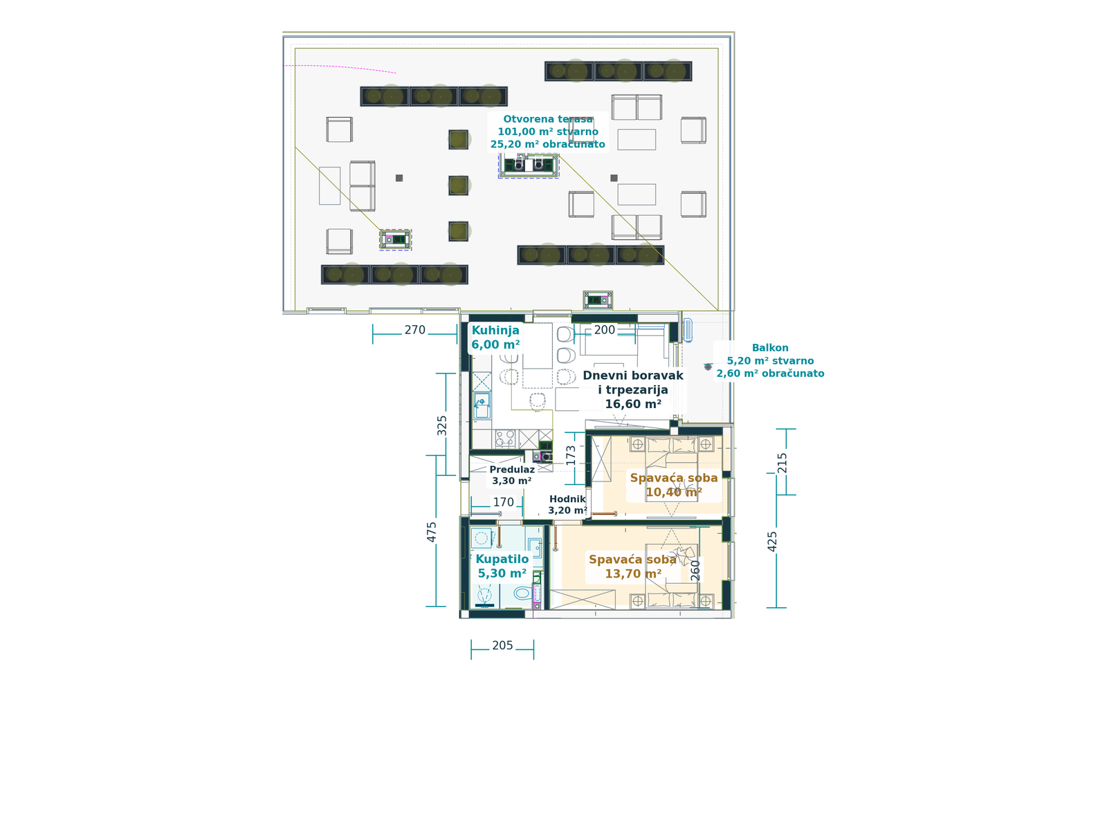 Kataloški prikaz tlocrta stana 3.5, Family M, 86,30 m² neto, Bulevar Family.